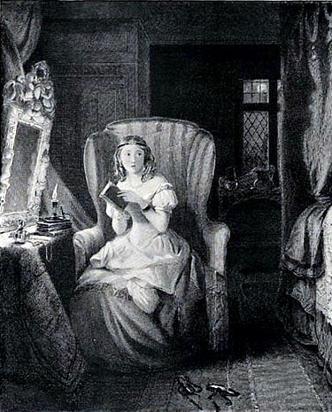 Illustration of Catherine Morland reading