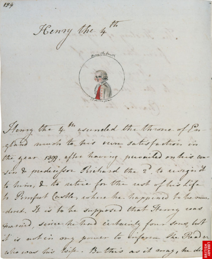 Jane Austen's Handwritten Text -- Henry the 4th